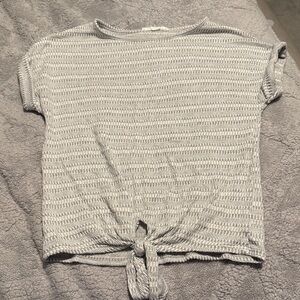 Caution To The Wind Light Gray Knotted Tee